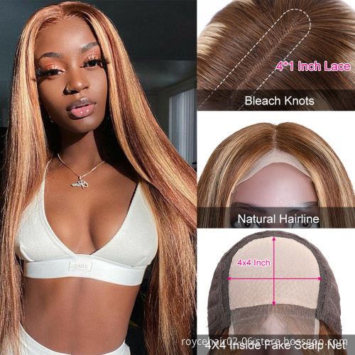Amanda Hair 100% Indian Mink Human Hair P4/30 Ombre Hair Pre Plucked Soft 4x4 HD Transparent Lace Closure Wig